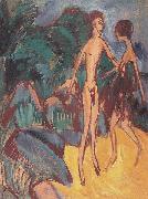 Ernst Ludwig Kirchner Nackter Jungling und Madchen am Strand Sweden oil painting artist